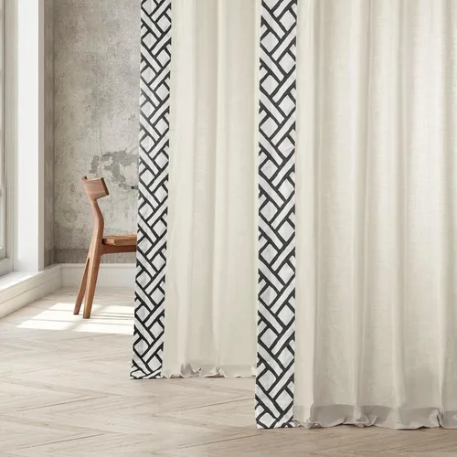 Miniatura 3 de HPD Half Price Drapes Cortinas de algodón sólido con bordes para dormitorio y sala de estar, 50 x 84, DTCC-SB220607-84 (1 panel) Garden Path Negro