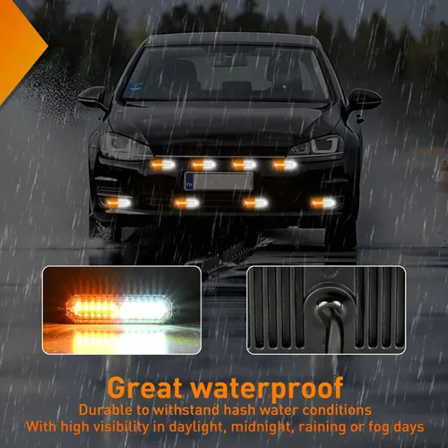 Miniatura 6 de Nilight 8 piezas de luces estroboscópicas LED 12 LED ámbar blancas, luz de emergencia 12 V 24 V, luz de advertencia de peligro con función