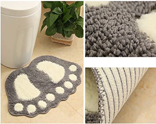 Miniatura 3 de MIFXIN Tapete de baño antideslizante con pies grandes, absorbente, para baño, inodoro, ducha, cocina, decoración del hogar (gris, 19 x 26 pulgadas)