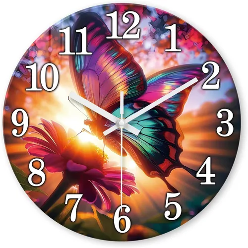 Miniatura 11 de XFM Reloj de pared de girasol de 12 pulgadas, silencioso, sin tictac, operado con pilas, decorativo, con flores amarillas, para cocina, sala