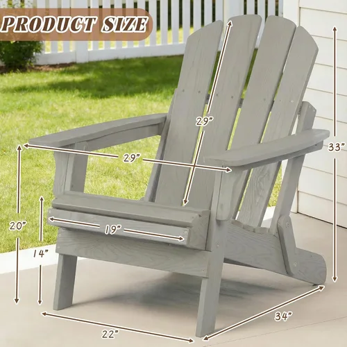 Miniatura 2 de Silla Adirondack plegable, de madera maciza, sillas para hogueras para todo tipo de clima, con respaldo premontado y tabla de asiento para terraza