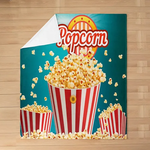 Miniatura 3 de Manta de felpa con diseño de palomitas de maíz, para niños, niñas, adolescentes, cine para todas las estaciones, manta de cama transpirable a