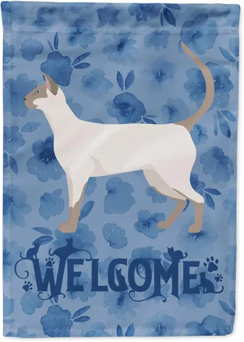 Miniatura 268 de Caroline's Treasures CK4813CHF - Bandera de bienvenida con gato abisinio azul, manga grande, para porche, para colgar en la pared, poliéster