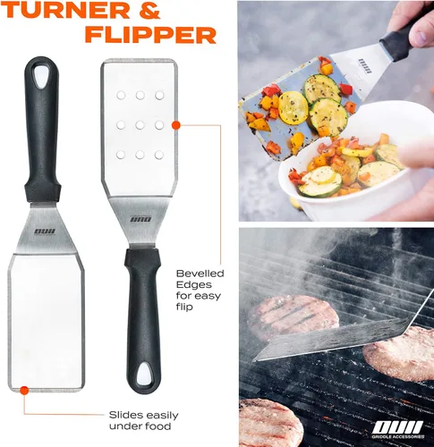 Miniatura 5 de Accesorios de plancha plana para parrilla Blackstone y Camp Chef - Juego de 9 piezas con kit de limpieza de plancha y bolsa de transporte. Espátula