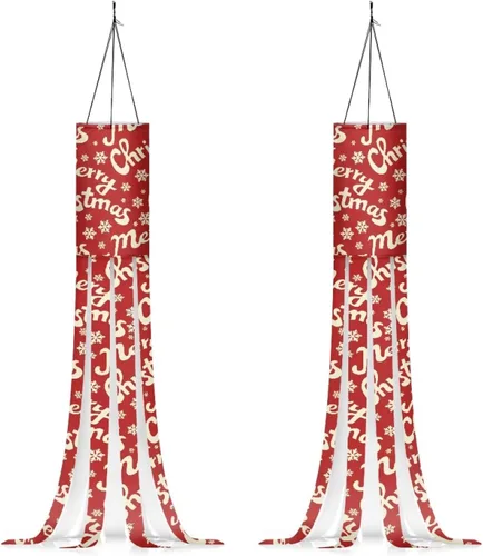 Miniatura 11 de Windsock - Calcetín de viento reutilizable suave de Navidad para colgar al aire libre para jardín, árbol, fiesta, decoración de bandera, calcetines