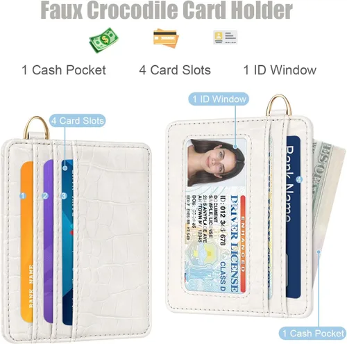 Miniatura 2 de Bolsillo frontal minimalista delgado con bloqueo RFID para tarjetas de crédito, cartera pequeña, bonita funda para tarjetas para mujeres, beige