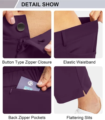 Miniatura 5 de Pantalones de golf para mujer con bolsillos con cremallera, pantalones elásticos 78, pantalones deportivos casuales para el trabajo, pantalones