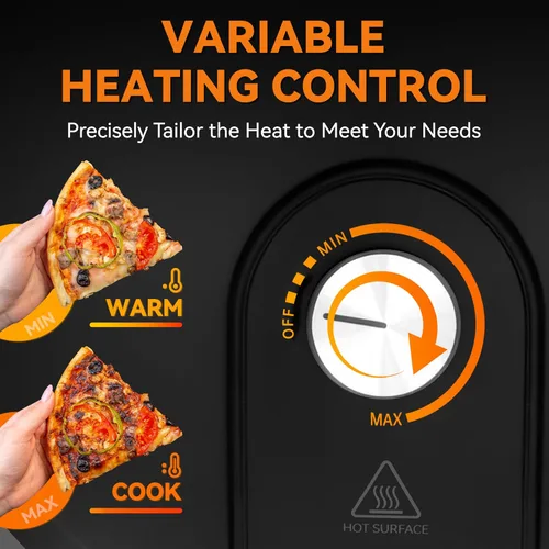 Miniatura 4 de Baker’s Friend Horno para Pizza Eléctrico con Control de Temperatura, Fabricante de Quesadillas para Interior, Horno Eléctrico para Pizza de 12