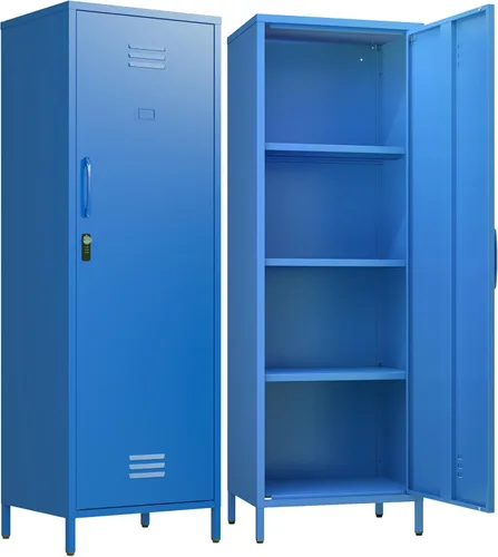 Miniatura 12 de Armario de almacenamiento de metal con puertas y estante, gabinetes de almacenamiento para oficina, aparador para oficina, sala de estar, comedor