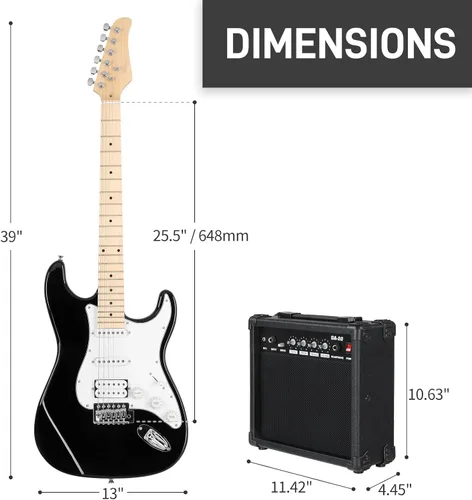 Miniatura 5 de Ktaxon - Kit de guitarra eléctrica de 39 pulgadas para principiantes, con pastillas HSS de 6 cuerdas, guitarra eléctrica de cuerpo sólido
