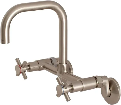Miniatura 13 de Kingston Brass Concord - Grifo de cocina ajustable de 8 pulgadas para montaje en pared, latón cepillado