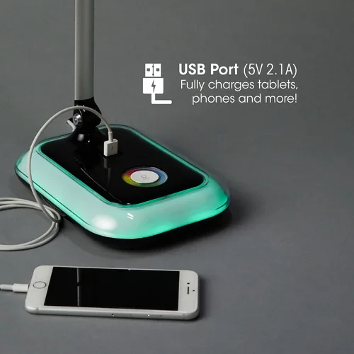 Miniatura 5 de OttLite Lámpara de escritorio LED Glow con puerto de carga USB, portátil, ajustable, luz de escritorio, color negro