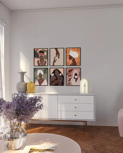 Miniatura 5 de HAUS AND HUES Arte de pared de mujer negra, juego de 6 impresiones mágicas de niña negra, arte de color para mujeres, decoración de pared inspirada