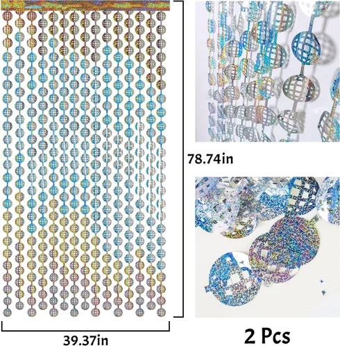 Miniatura 2 de Max Shape Cortinas de aluminio de bola de discoteca (paquete de 2, plateado) para despedida de soltera, cumpleaños, fiestas de boda