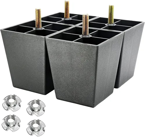 Miniatura 13 de Murtenze 4 patas de plástico para sofá de 2 pulgadas, patas de repuesto negras para sofá, patas redondas para muebles con pernos M8 para sofá