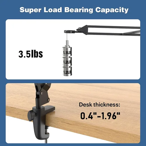 Miniatura 5 de Hayve Soporte de brazo para microscopio, soporte de metal ajustable con abrazadera y base de ojales, soporte de microscopio de moneda, compatible