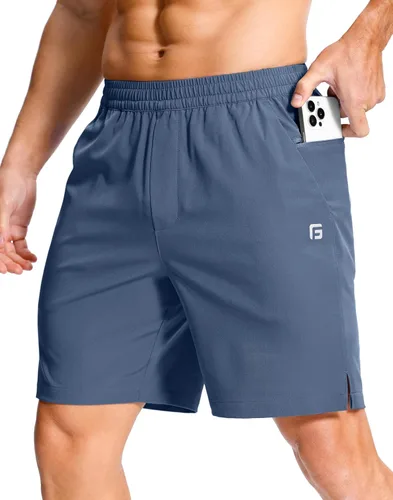 Miniatura 63 de GGJ Pantalones cortos deportivos ligeros para hombre con 2 bolsillos con cremallera de 7/5/9 pulgadas, pantalones cortos de tenis de secado rápido