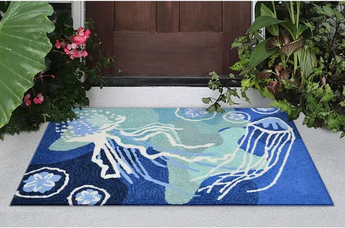Miniatura 85 de Liora Manne CAPR5163633 - Alfombra costera para interiores y exteriores, color azul marino, 2 pies x 5 pies Cuerdas Navy