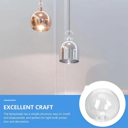 Miniatura 6 de Globo de luz de vidrio transparente esférico pantalla de cristal G9 roscada burbuja para luz (4.724 in) lámpara poste sombra
