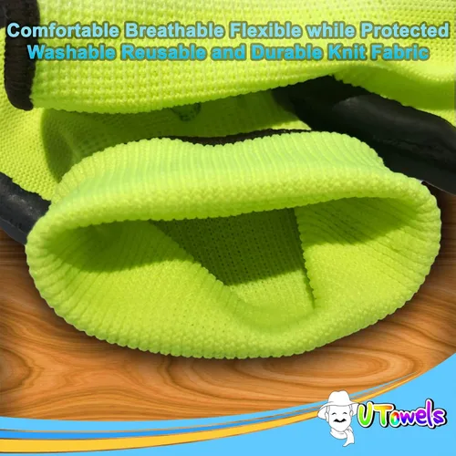 Miniatura 8 de Guantes de seguridad recubiertos para el trabajo, paquete de 8 pares, agarre firme, uso general y jardinería, para hombres y mujeres (talla S, rojo)