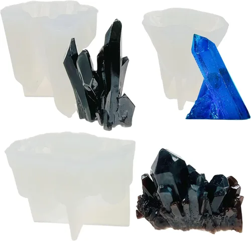 Miniatura 9 de Woohome Molde de silicona para suculentas, 4 piezas, molde de fondant para suculentas, 3D, para hacer pasteles, chocolate, velas hechas a mano