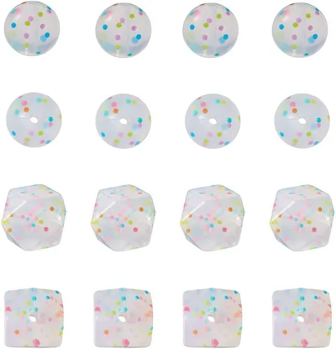 Pandahall - 20 cuentas redondas de silicona con confeti transparente de 0.59 pulgadas (0.591 in), cuentas focales de silicona hexagonales de lunares