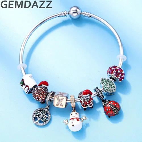 Miniatura 3 de GEMDAZZ Juego de dijes de insectos para pulsera de bricolaje, dije de mariquita roja y negra y colgante de trébol de 4 hojas de circonita cúbica