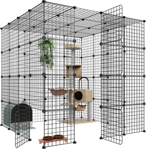 Jaula grande para gatos, para interiores, desmontables, de alambre de metal, para bricolaje, corral de juegos, jaula para gatitos, lugar de