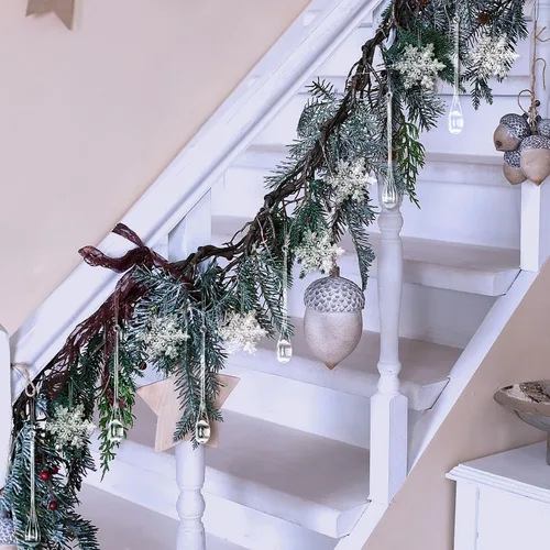 Miniatura 7 de Bencailor - Juego de 18 adornos de carámbanos de copo de nieve de Navidad de acrílico para árbol, decoraciones colgantes de diamante de cristal