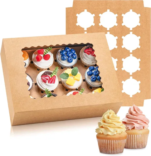 Miniatura 8 de Hoewina 6 Cajas para Cupcakes - Capacidad para 12 Unidades, Recipientes para Cupcakes con Ventana, Soporte para Cupcakes de Grado Alimenticio, Fácil