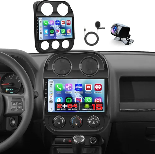 Miniatura 12 de [4+128G] Android 15 Estéreo de coche para Jeep Compass Patriot 2010-2016, 10 pulgadas en celda pantalla táctil brújula radio inalámbrico Carplay