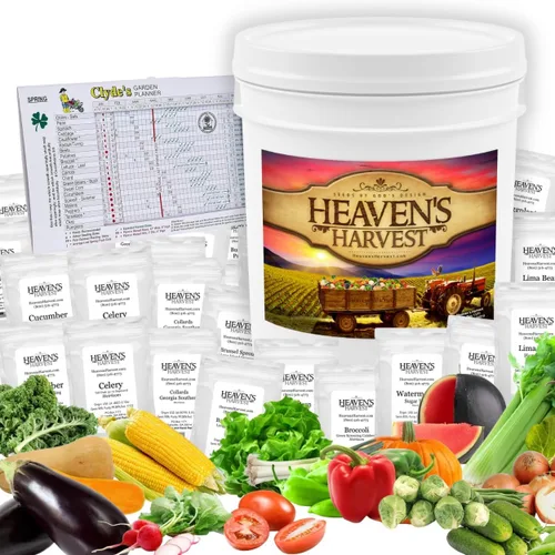 Heaven’s Harvest - Kit de Banco de Semillas de Hortalizas Tradicionales para Jardín de Supervivencia o de Autoabastecimiento de 10 Años | Más de