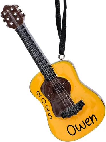 Miniatura 9 de Adorno navideño personalizado de instrumento musical de piano 2026 – Personalización gratuita Piano con clave de agudos con purpurina y cinta