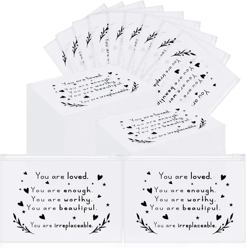 Miniatura 8 de Sweetude 100 bolsas de maquillaje, regalos inspiradores a granel para mujeres, mamá, bolsas de maquillaje de viaje You Are Braver Awesome Cosméticos