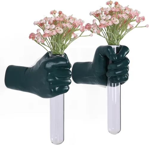 Miniatura 10 de 2 piezas de esculturas de pared, florero de manos para decoración del hogar, escultura artística de montaje en pared, estatua de arte de pared