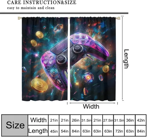 Miniatura 2 de Cortinas de juego Cool Space Galaxy Game Controller Tech Circuit Board Cosmic Rod Pocket Tratamientos de ventana para niños, dormitorio, habitación