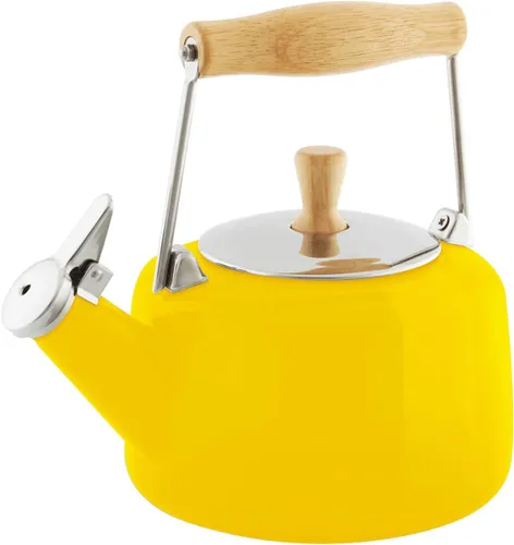 Miniatura 13 de Chantal SVEN - Tetera silbante esmaltada sobre acero con mango de madera natural, 1.4 cuartos de galón (negro 2)
