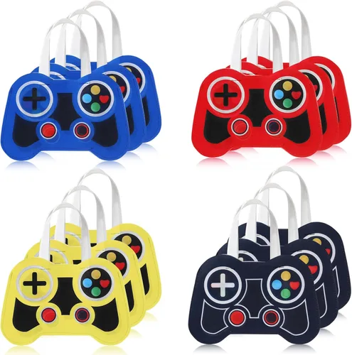 Silkfly 24 Piezas Bolsas de Favor de Fiesta de Videojuegos No Tejidas Reutilizables Bolsas de Dulces y Regalos de Juegos con Asas Suministros para 4