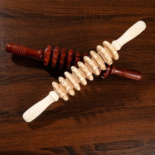 Miniatura 3 de Rodillo masajeador de madera, masaje de mano, punto gatillo, masajeador manual de palo muscular