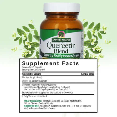 Miniatura 3 de Nature's Answer Quercetin Blend 60 cápsulas de apoyo respiratorio* Apoyo inmunológico* Sin gluten Kosher Vegetariano Vegano Sin OMG