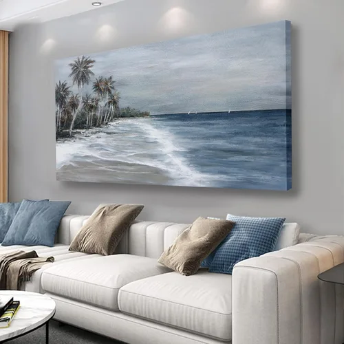 Miniatura 9 de Arte de pared de árbol de la vida, cuadro de árbol azul, decoración de pared, obra de arte enmarcada, lienzo abstracto, pintura de la naturaleza
