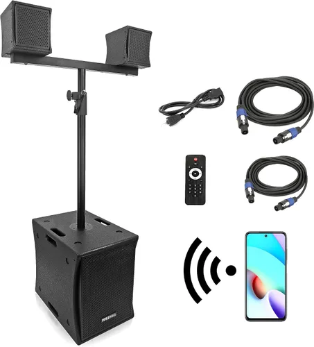 Miniatura 9 de Pyle Altavoz de columna Line Array - Sistema de sonido profesional y compacto con subwoofer de altavoz de 12 pulgadas, transmisión, amplificador