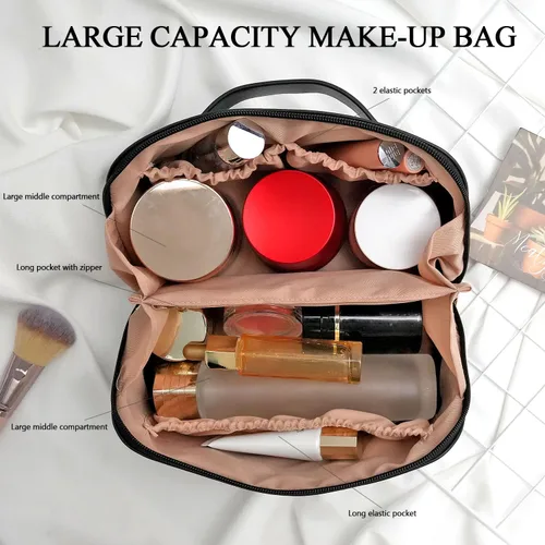 Miniatura 3 de MAMUNU - Bolsa de cosméticos de gran capacidad, bolsa de almacenamiento de cosméticos de viaje con asa, bolsa de cosméticos portátil con cremallera