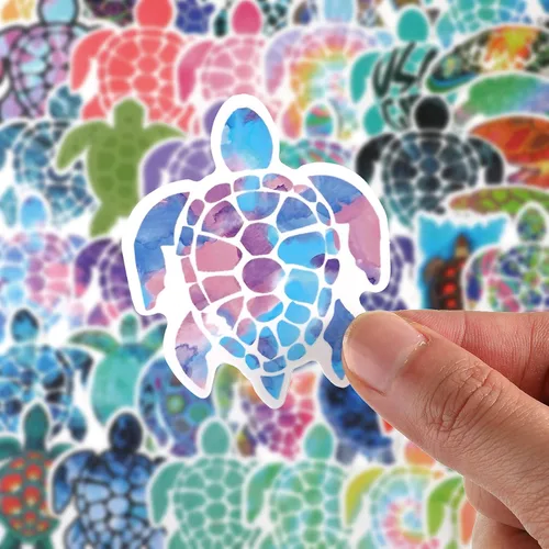 Miniatura 4 de 100 calcomanías de verano coloridas tortugas marinas, tortugas marinas, calcomanías de vinilo impermeables para bricolaje, laptop, motocicleta