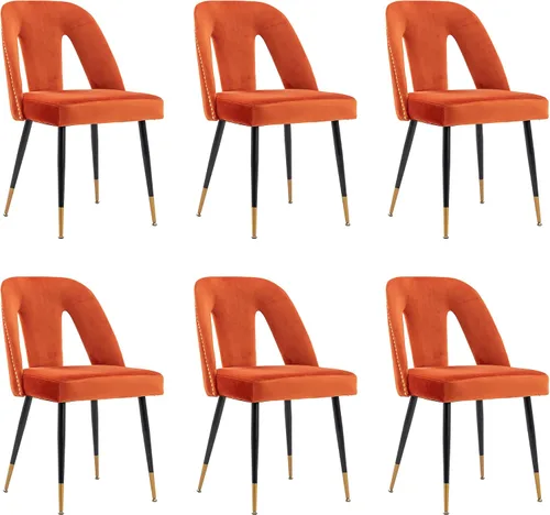Miniatura 13 de Aoowow Juego de 2 sillas de comedor modernas, sillas laterales tapizadas de terciopelo con cabezas de clavos y patas de metal negro con punta Azul