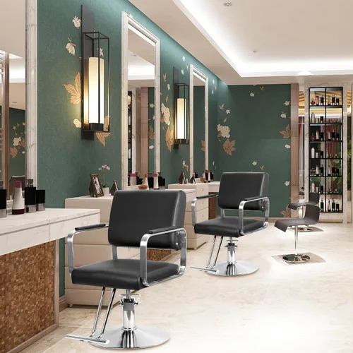 Miniatura 2 de Silla de salón de mano para estilistas, silla de peluquería hidráulica de alta resistencia con altura ajustable, giro de 360° y respaldo ergonómico