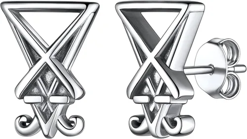 FaithHeart Satan Baphomet - Aretes de cabeza de calavera de cabra para hombres y mujeres aretes punk de acero inoxidable con embalaje de regalo