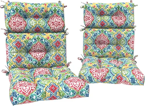 Miniatura 30 de DYTXIII Juego de 2 cojines para sillas de respaldo alto para exteriores, repelentes al agua, cojines de asiento mecedor, de 44 x 22 pulgadas