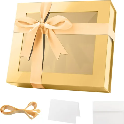 Miniatura 13 de PACKQUEEN 5 cajas de regalo negras grandes con ventanas, 13.5 x 9 x 4.1 pulgadas, cajas de regalo con ventanas transparentes para regalos que