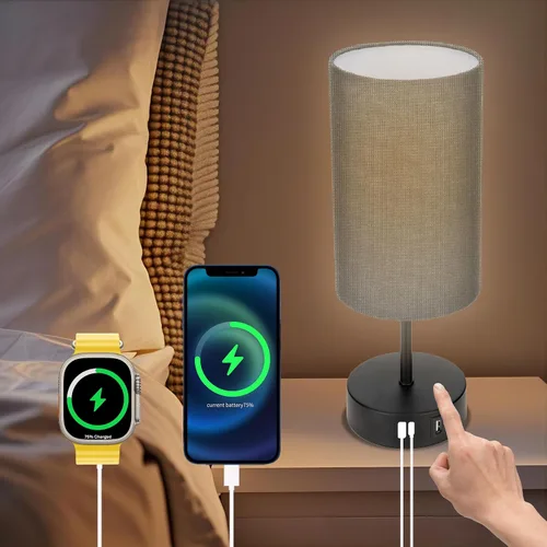 Miniatura 10 de Lámpara de mesa pequeña para dormitorio, lámparas de noche para mesitas de noche, lámpara de luz minimalista para mesita de noche, lámparas